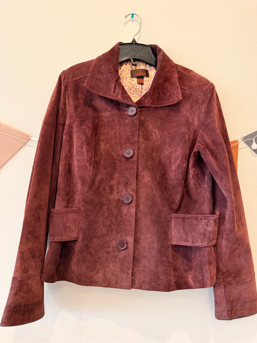 Danier Burgundy Suede Women's Leather Jacket - Picture 2 of 12